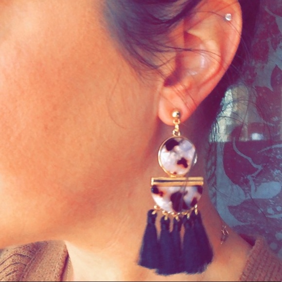 Black Tassel Earrings - Picture 4 of 4